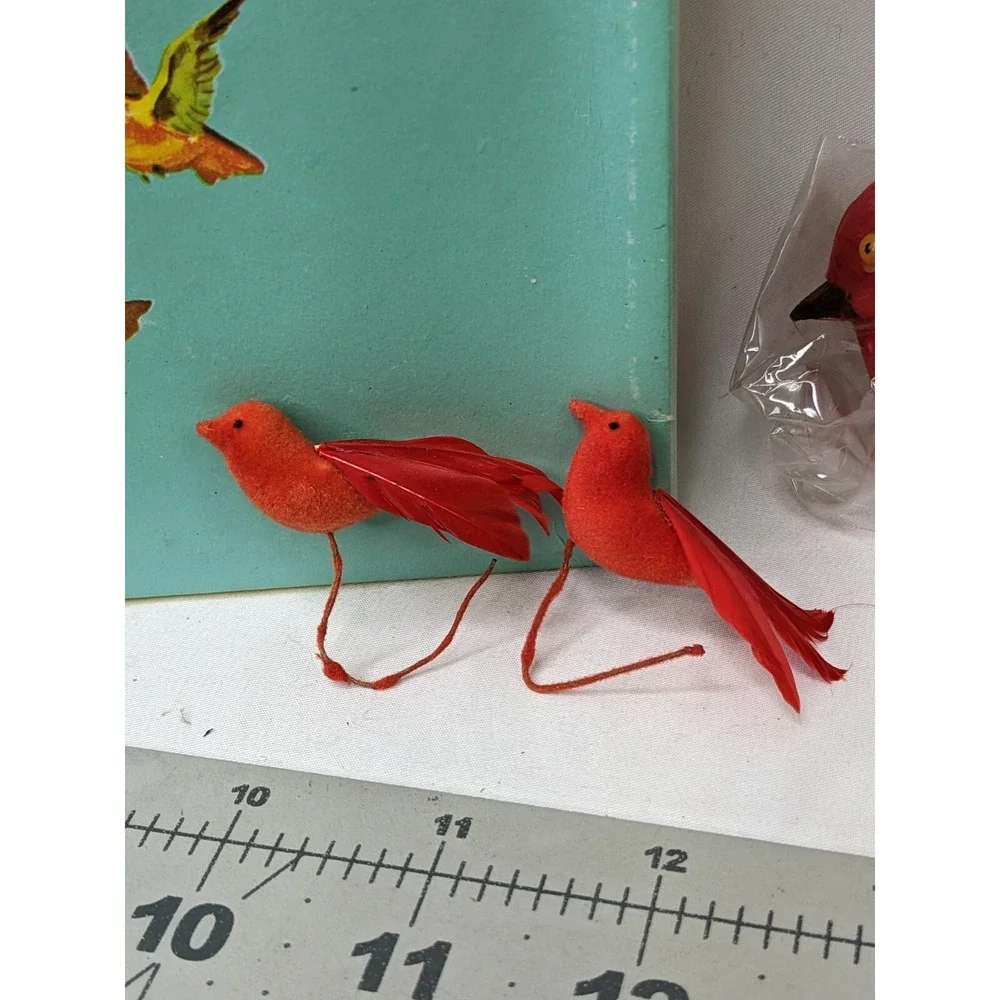 Red Bird Ornament‎ Figure Lot and Cute Box
